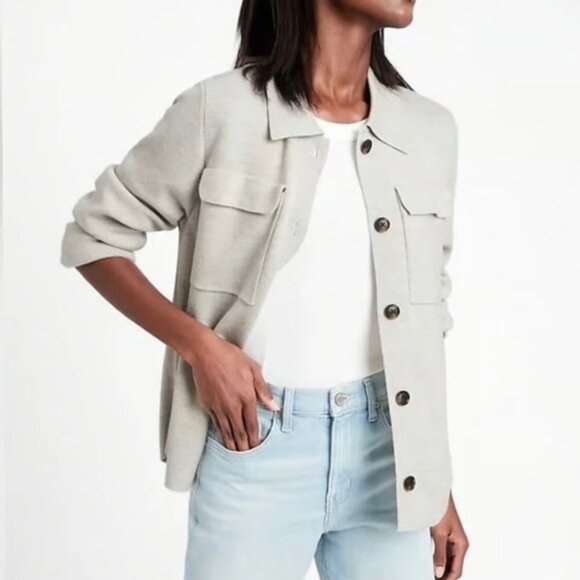 Banana Republic Wool Sweater Shirt Jacket - L - Picture 2 of 13